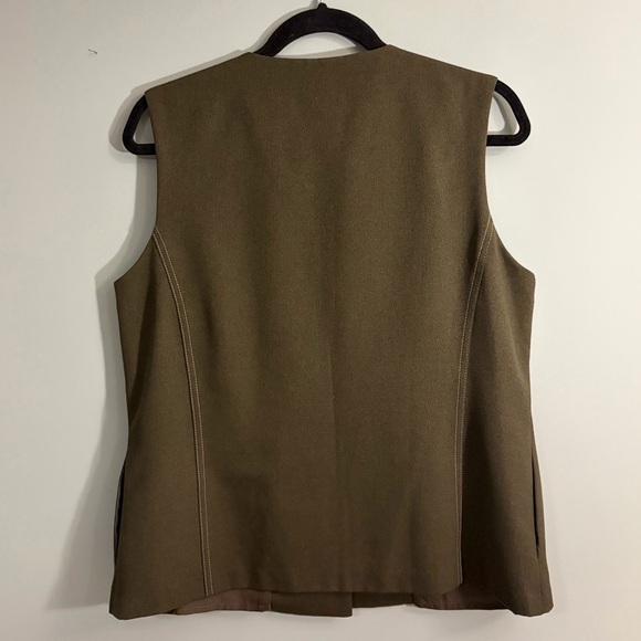 ⭐️ Vintage 1990’s Hiroko Oversized Olive Green Lined Vest With Pockets - PTP 21 - Picture 3 of 4